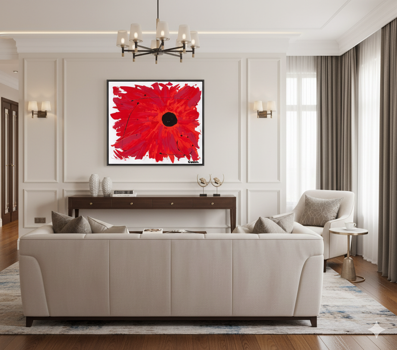 Vigour 1: Red Abstract Acrylic Painting on Canvas by Antonia Pia Gordon | 33x37"